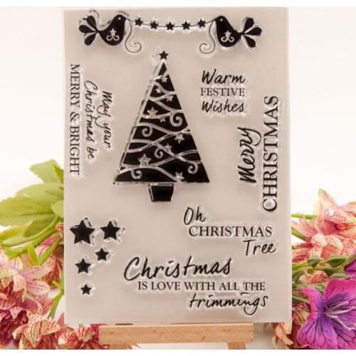 Christmas Tree Transparent Seal Clear Silicone Stamp Cutting DIY Scrapbooking Rubber Coloring Embossing Decor Reusable 11*15cm