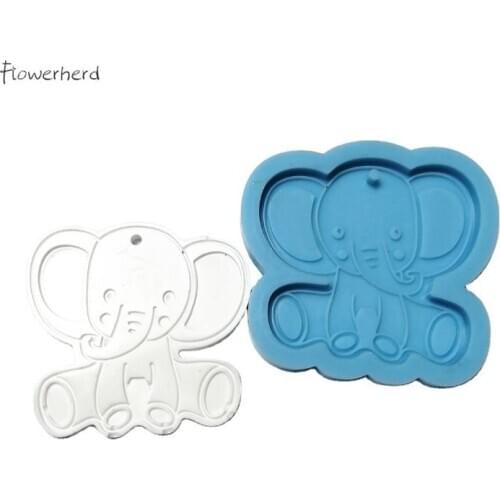 Cute Elephant DIY Resin Keychain Molds Fondant Silicone Molds Cake Mold Chocolate Mold Cake Decorating Tools Straw Topper Mold