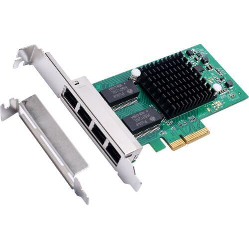 IOCREST 4 Port Gigabit Ethernet PCI-e x4 Network Interface Card Intel I350-AM4 with low profile bracket