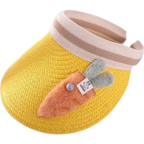 Doitbest Empty top Kids Straw Hats Summer Sun Hats for boys girls Carrot hairpin Beach Hats child sunscreen cap