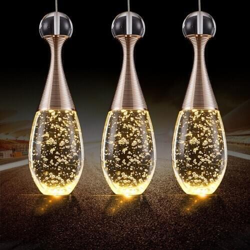 Modern Fashion Golden Champagne Bubble Crystal Pendant Light For Dining Living Room Restaurant Hanging Lamp industrial lamp