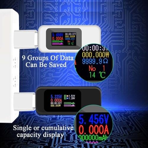 10 in 1 DC USB Tester Current 4-30V Voltage Meter Timing Ammeter Digital Monitor Cut-off Power Indicator Bank Charger KWS-MX18