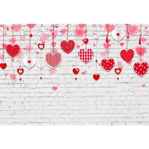 White brick wall background photography vinyl fotografia valentines lover photo backdrop for photographer studio props lv-1340