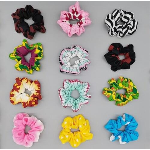 Anime Demon Slayer Cosplay Large Intestine Hair Ring New Head Rope French ins Style Girls Accessories Holiday Gifts