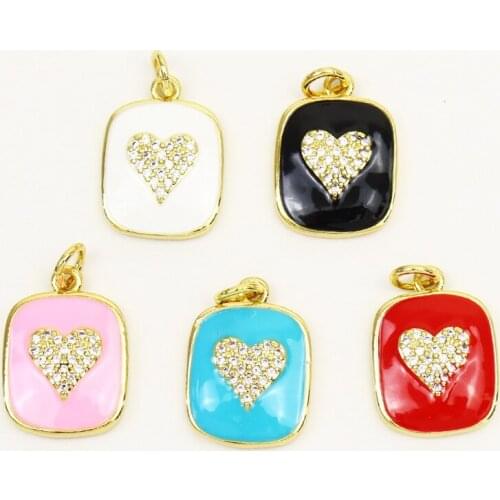 10 Pieces Enamel Heart Pendant Charms Mix color Geometric Pendant Jewelry Pendant Accessories Necklace 51783