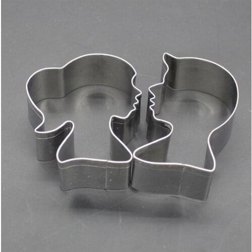2pcs / set Stainless Steel Lovers Cookie Cutter Shape Cake Fondant Cookie Cutter Mold Stamp Tool Kitchen Baking Pastry Moulds