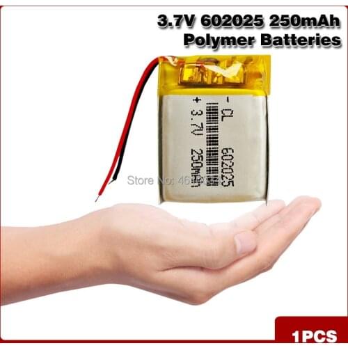 250mAh 3.7V 602025 Lithium Polymer Li-Po li ion Rechargeable Battery For Mp3 MP4 MP5 GPS PSP DVR mobile bluetooth Li-Po cells