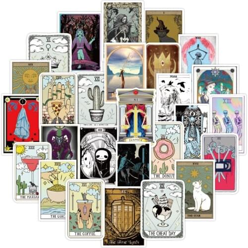 WG54 50pcs Pack Tarot Card Graffiti Stickers Divination Pegatinas For Luggage Laptop Car Motorcycle Skateboard Decal Kids Toy