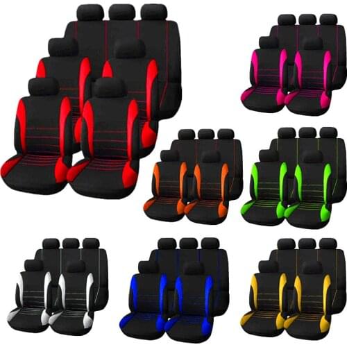 Auto Parts Car Seat Cover Polyester Fabric 2/4/9 Piece Set Four Season Universal Front/Rear Car Seat Cushion