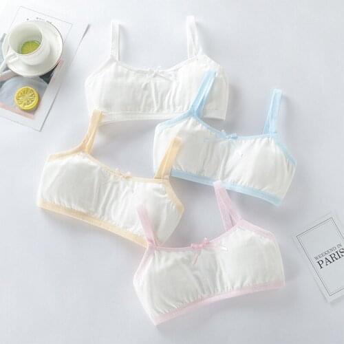 Teenage Young Girls Lace Bow Training Bra Teenage Kids Soft Cotton Sport Underwear Tops