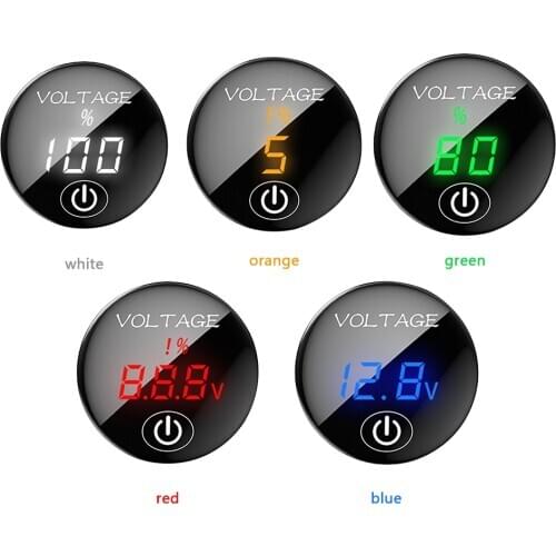 DC 5-48V Digital Panel Voltmeter LED Display Voltage Meter Battery Capacity Tester with Touch Switch for Car Auto Motorcycle