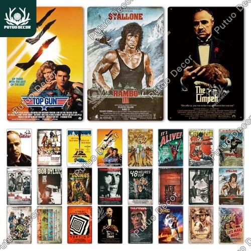 Putuo Decor Old Movie Metal Poster Plaque Metal Vintage Classic Movie Metal Tin Sign Wall Decor for Bar Club Man Cave Decoration