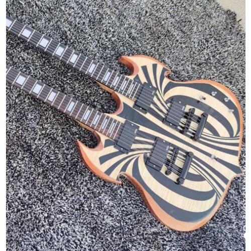 Double neck 6 string and 12 string guitar, body color can be customized, double neck mechanism, wood color, free transportation