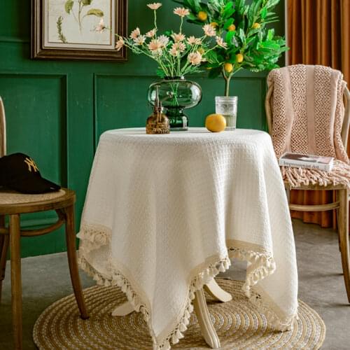 European Table Cloth Rectangular Table Covers for Wedding Party Hotel Elegant Cotton Linen Tablecloth Tassel Luxury Table Cover