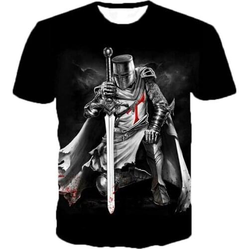 Knights Templar 3d Print T Shirt Knights Templar Fashion Casual T-Shirts Men Women Hip Hop Harajuku Streetwear T Shirt Tee Tops