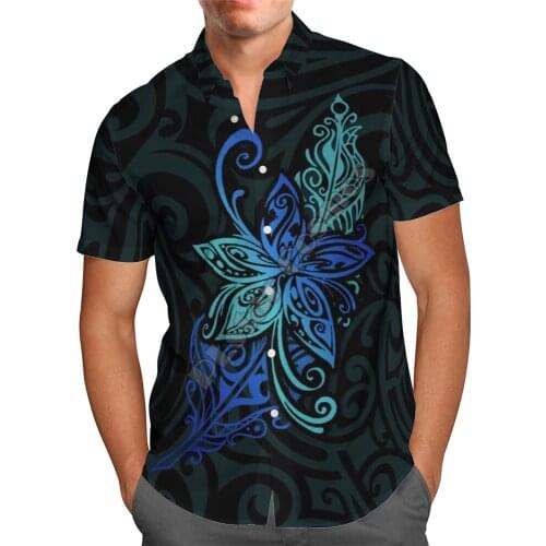 Hawaii Shirt Hawaiian beach summer Fashion Short sleeve Polynesian Tattoos Printed 3d Mens Shirt Harajuku Tee hip hop shirts