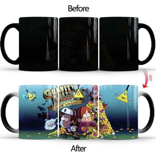 Gravity Falls Ceramics Color Changing Mug Action Figure Cup Collection Model Decoration Hot Anime Funny Coffee Cup Gift for Kid