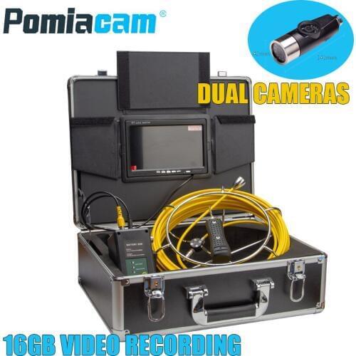 WP90E 20M 30M 40M 50M cable with Dual cameras endoscope Detection tool with video recording 16GB card DHL shipping
