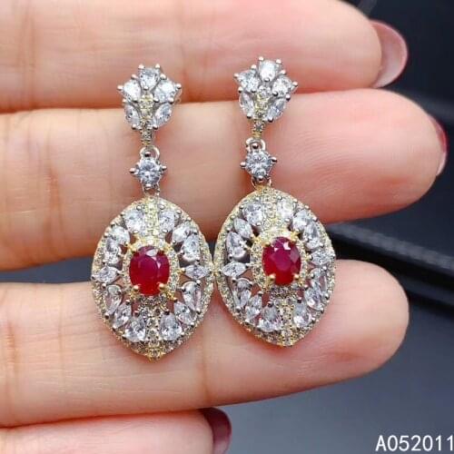 KJJEAXCMY fine jewelry natural ruby 925 sterling silver popular girl earrings new Ear Studs support test hot selling