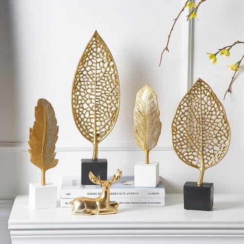 Europe Leaf Model Statue Home Decor Modern Abstract Sculpture Office Desk Decoration Living Room Resin Craft Vintage Ornaments