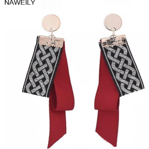 NAWEILY New Fashion Long Earrings For Women Red Black Green Ribboin Earring Elegant Design Jewelry Accessories Gift EH23490
