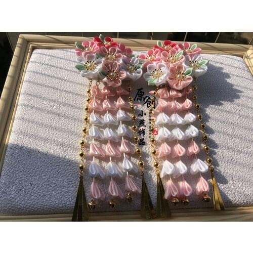 NEWJapanese style hairpin fringed flower group Hanfu kimono phot hairpin kimono Hanfu white suit Headdress Flower Tassel Hairpin