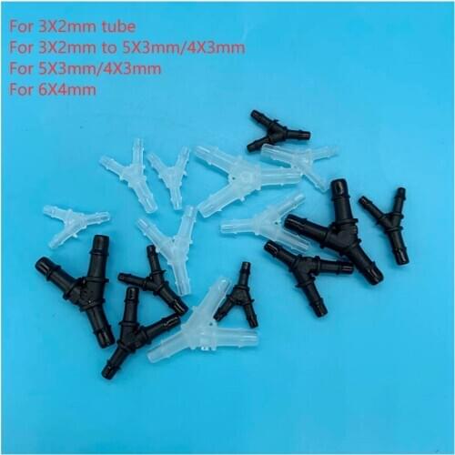 Inkjet printer Plastic Y shape ink tube connector DX5 TX800 XP600 ink pipe fitting hose tubing adapter clip 3X2mm 5X3mm 6X4mm