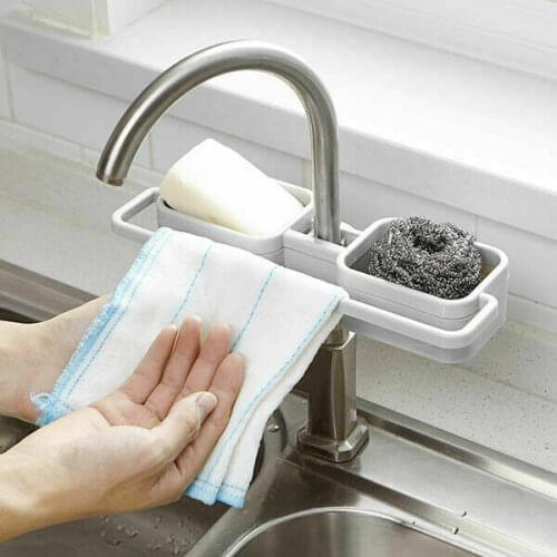 Kitchen Sink Faucet Sponge Soap Cloth Drain Rack Storage Organizer Holder Shelf Bathroom Shelf Soap Sponge Organizer