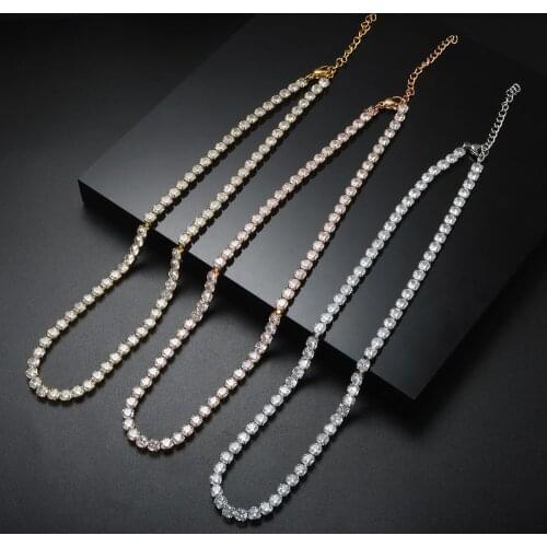 Luxury CNC Cubic Zirconia Wedding Choker Necklace 316L Stainless Steel 18K Gold Plated Necklace For Women Fashion Jewelry Gift