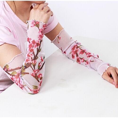 Womens Summer Sun Protection Sleeves Mesh Thin Long-sleeved Bike Breathable Cycling Gloves Driving Arm Warmers Ice Silk Sleeves