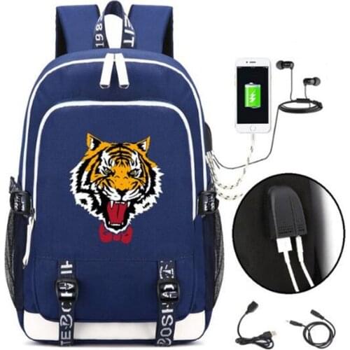 Yuri on Ice Unisex Leopard Backpack Bag w/USB Fashion Port and Lock Bag Teenagers Student School Bags Travel Laptop Bag