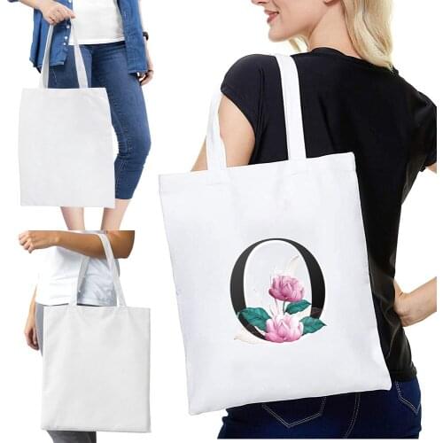 Bag Female Reusable Foldable Shoulder Bag Letter Series Shopping Bag Eco-friendly Grocery Handbag Travel Canvas Bag High-quality
