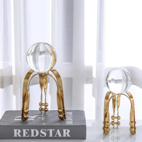 Light Luxury Crystal Ball Ornaments Metal Crafts Living Room Cabinet Soft Decoration Ornaments Home Decor