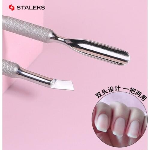 STALEKS Stainless Steel High Quality Nail Art Cuticle Pusher Professional 2 Ways Dead Skin Remover Pedicure Art Tool PS-50-6