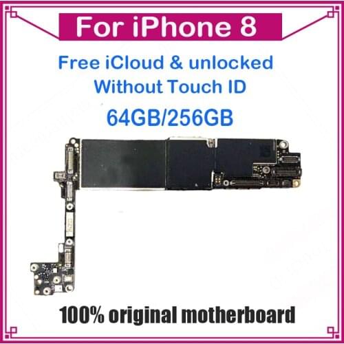 Factory unlocked for iphone 8 Motherboard Without Touch ID,100% Original for iphone 8 4.7inch Mainboard 64GB 256GB Good Working