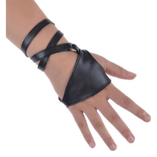 Women Sexy Night Club Gloves Gothic Punk Rock Black Faux Leather Gloves NYZ Shop