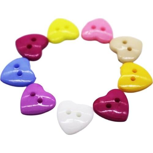 100 Pieces Mixed Acrylic Heart Buttons For Sewing Craft Scrapbooking 2 Holes 1.5CM Decorative Buttons