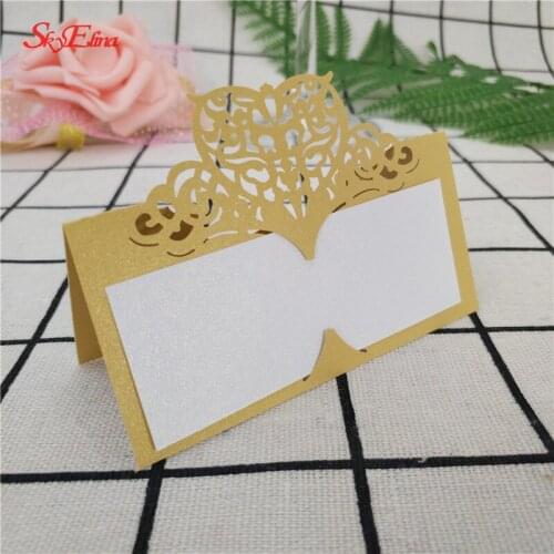100pcs Laser Cut Wedding Table Cards Pearl Paper Card Hollow Wedding Table Decoration Place Card birthday Supplies 7ZSH871
