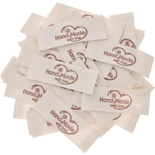 50PCS Letter Printed Handmade Sewing Cloth Labels Tags For DIY Craft Garment Bags Decoration Accessories