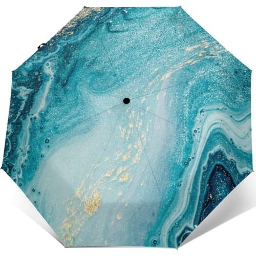 Automatic Umbrella Agate Ripples Swirls Marble three-fold umbrella women men rain umbrella
