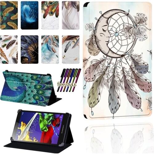 Tablet Case for Lenovo Tab 2 A7/ A8/ A10-70/ Tab 3 / Tab 4 Tablet Anti-fall Foldable Protective Case Shell + Pen