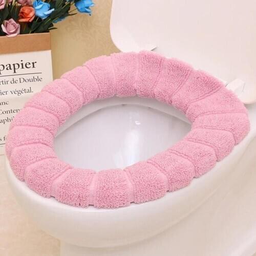 Nordic O-shape Seat Cover Winter Warmer Toilet Lid Cover Soft Plush Bathroom Pedestal Pad Cushion Pads Comfortable Toilet
