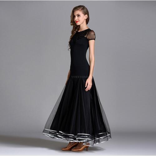 Black Modern Skirt Slimmer at the Waist Ballroom Dance Dress National Standard Waltz Tango Competition Costume Ballroom Dress fo