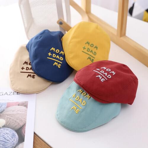 Doitbest embroidery DAD MOM Baby berets spring cotton kids Peaked cap Boy Girls beret Hat Babys Accessories for 2-6 Years old