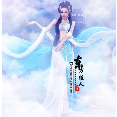 Aesthetic Beautiful Cos Wear Stage Wear Fairy Costume Full Set (costume + hair accessory ) Chinese Hanfu Photography Clothes