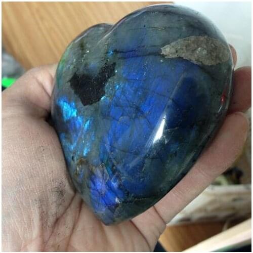 Natural labradorite stone carving heart, bigger crystal stone heart