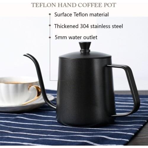 1 Pcs Fine Mouth Coffee Pot 304 Stainless Steel Hand Punch Pot Long Mouth Hanging Ear Pot Drip Type Drip Kettle With Lid TSLM1