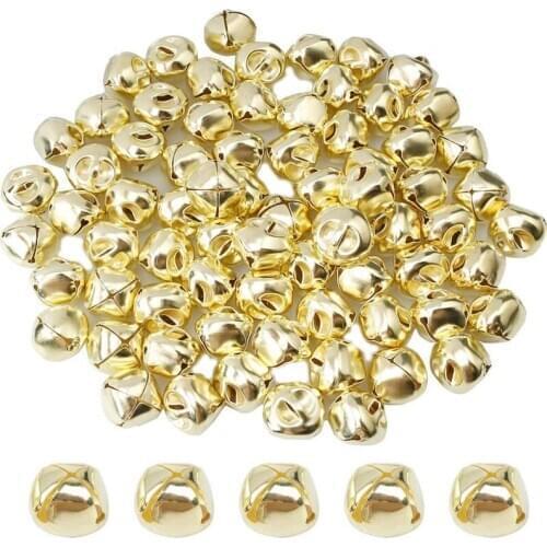 100 Pieces Jingle Bells, 15mm Metal Jingle Bells Mini Craft Bells Beads for DIY Gold