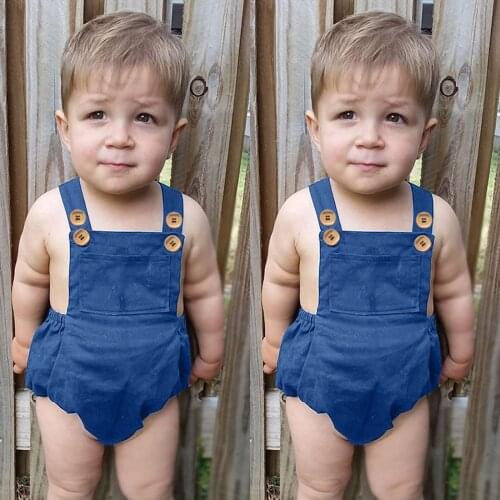 Newborn Baby Girls Rompers Strap Denim buttons Baby Girl Clothes Summer Print Jumpsuits Outfits Infant Sunsuit Baby Clothing
