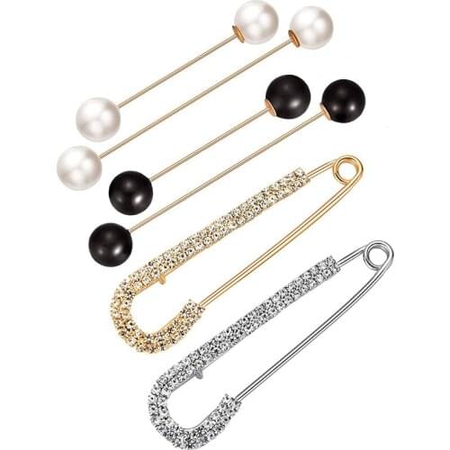 6 Pieces Sweater Shawl Clips Set, Include Double Faux Pearl Brooch Pins And Crystal Shawl Clips For Women Girls Costume Access